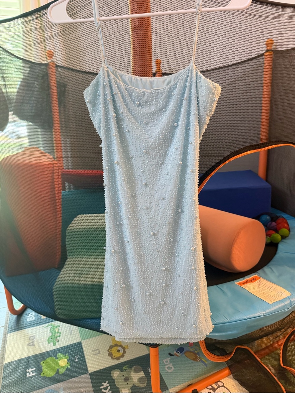 Light Blue Beaded HOCO Dress